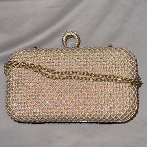 Chic Gold and Pink Crystal Clutch